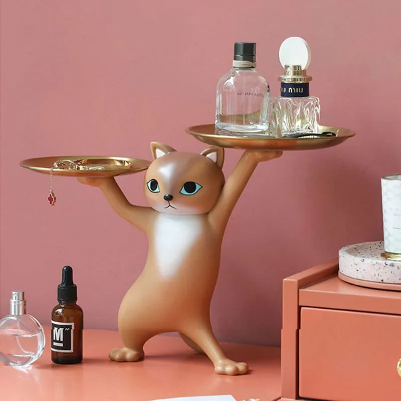 ArtZ® Sneaky Kitty Sculpture With Double Tray