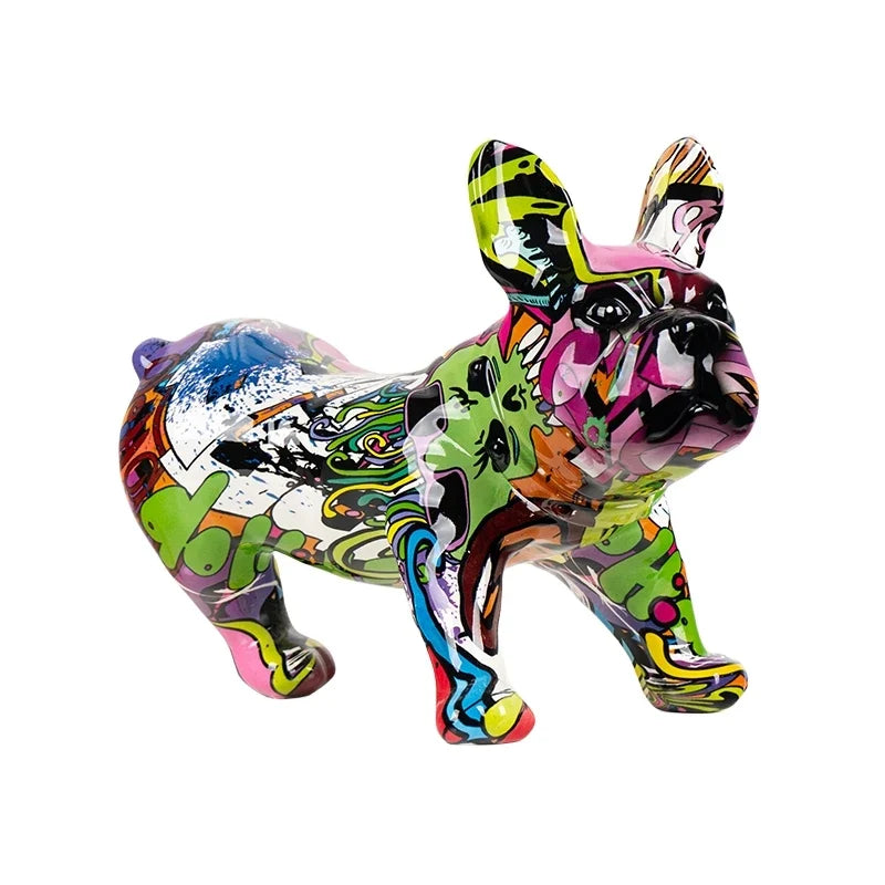 ArtZ® French Bulldog Doing Number One Graffiti Painted Sculpture