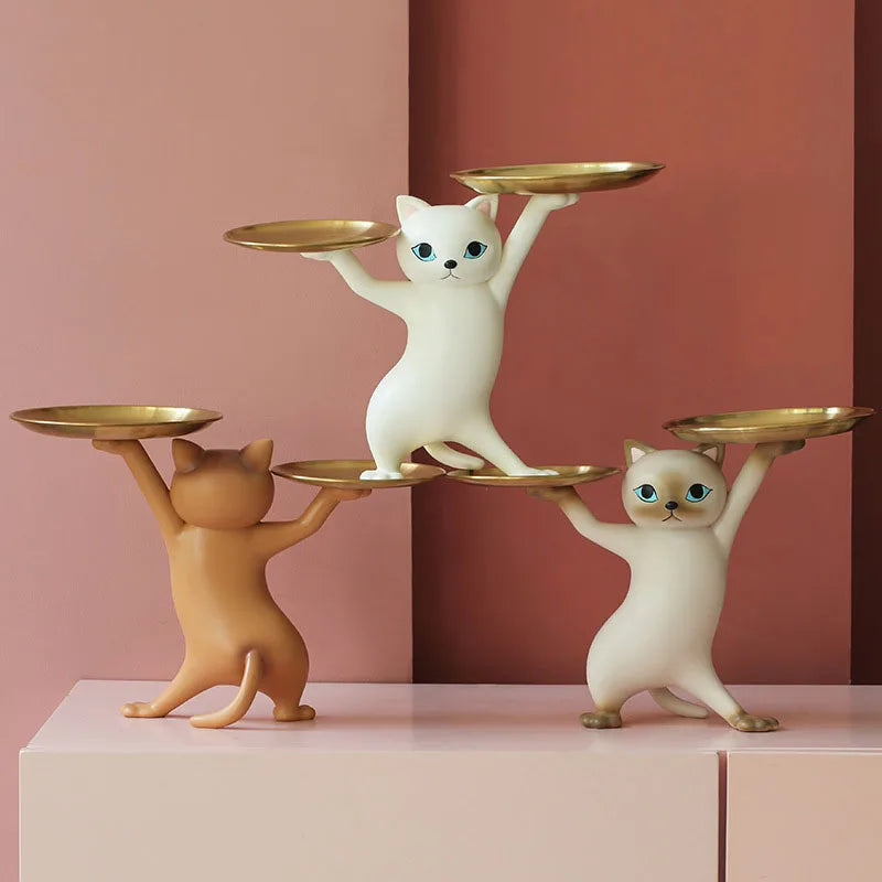 ArtZ® Sneaky Kitty Sculpture With Double Tray