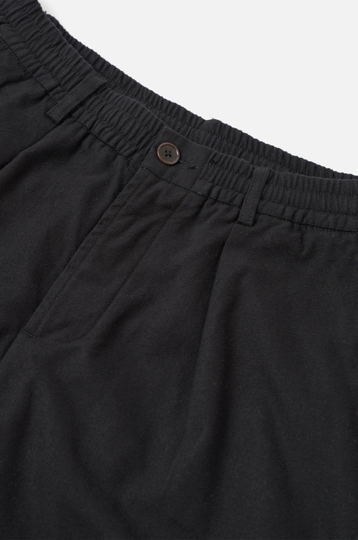 Pleated Track Pant Brushed Moleskin Black