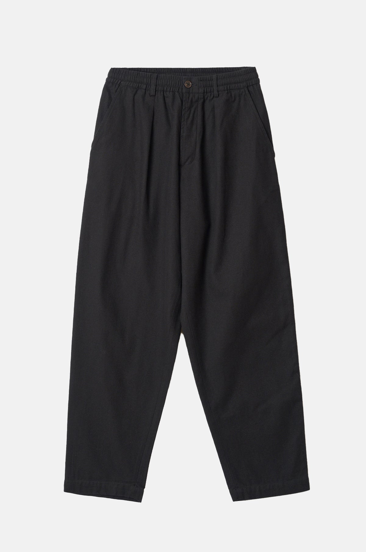 Pleated Track Pant Brushed Moleskin Black