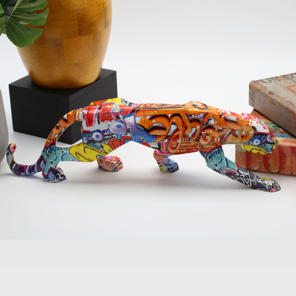 ArtZ® Graffiti Painted Panther Sculpture