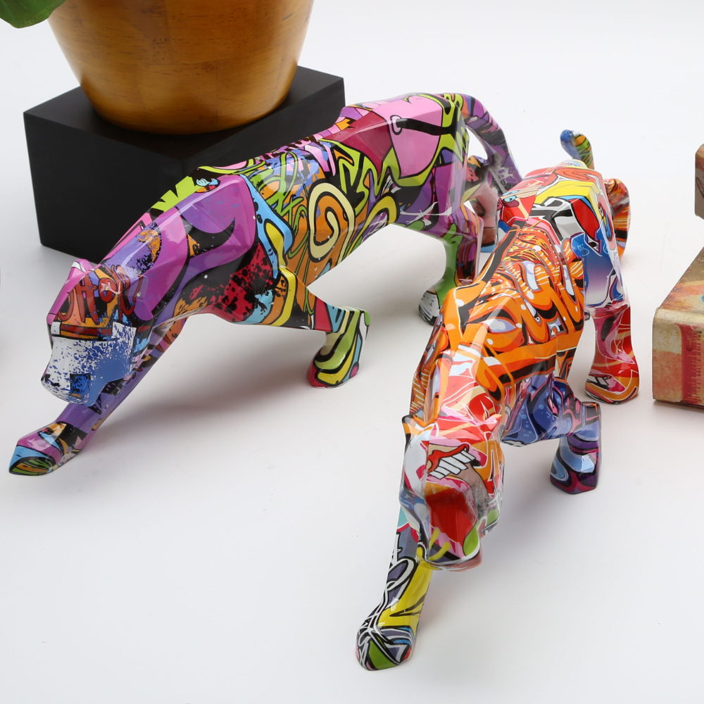 ArtZ® Graffiti Painted Panther Sculpture