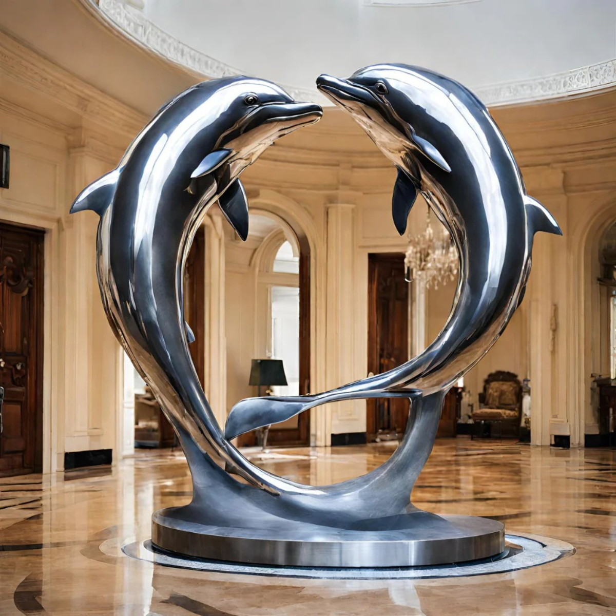 ArtZ® Stainless Steel Dolphins Sculpture