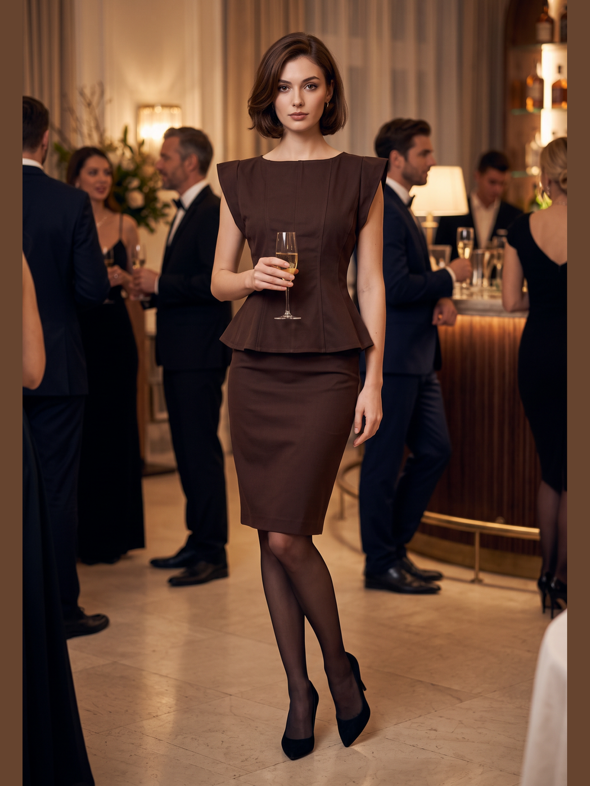 Stretch Cap Sleeve Peplum Top
