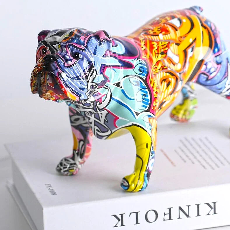 ArtZ® English Bulldog Graffiti Painted Statue