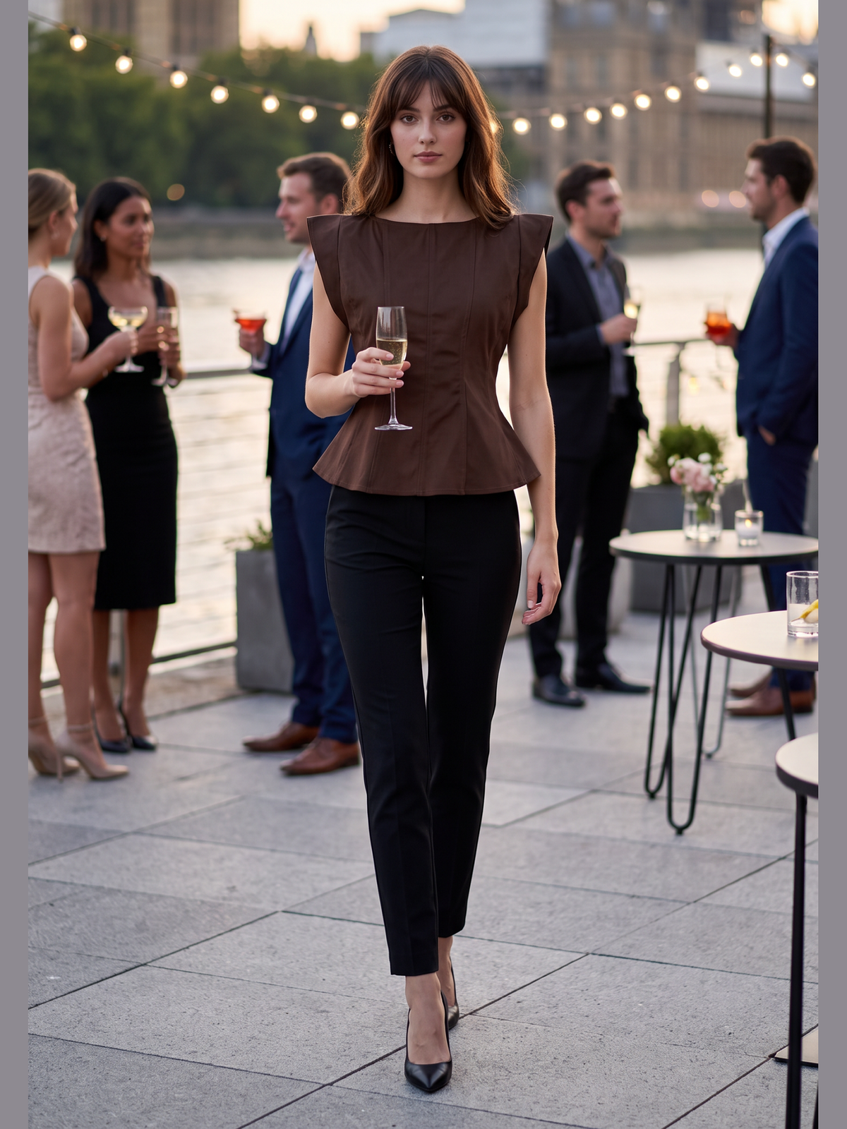 Stretch Cap Sleeve Peplum Top
