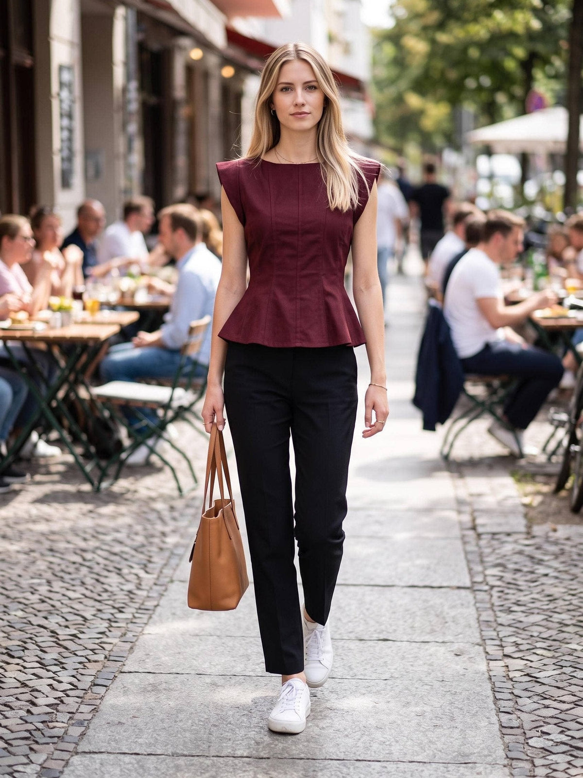 Stretch Cap Sleeve Peplum Top
