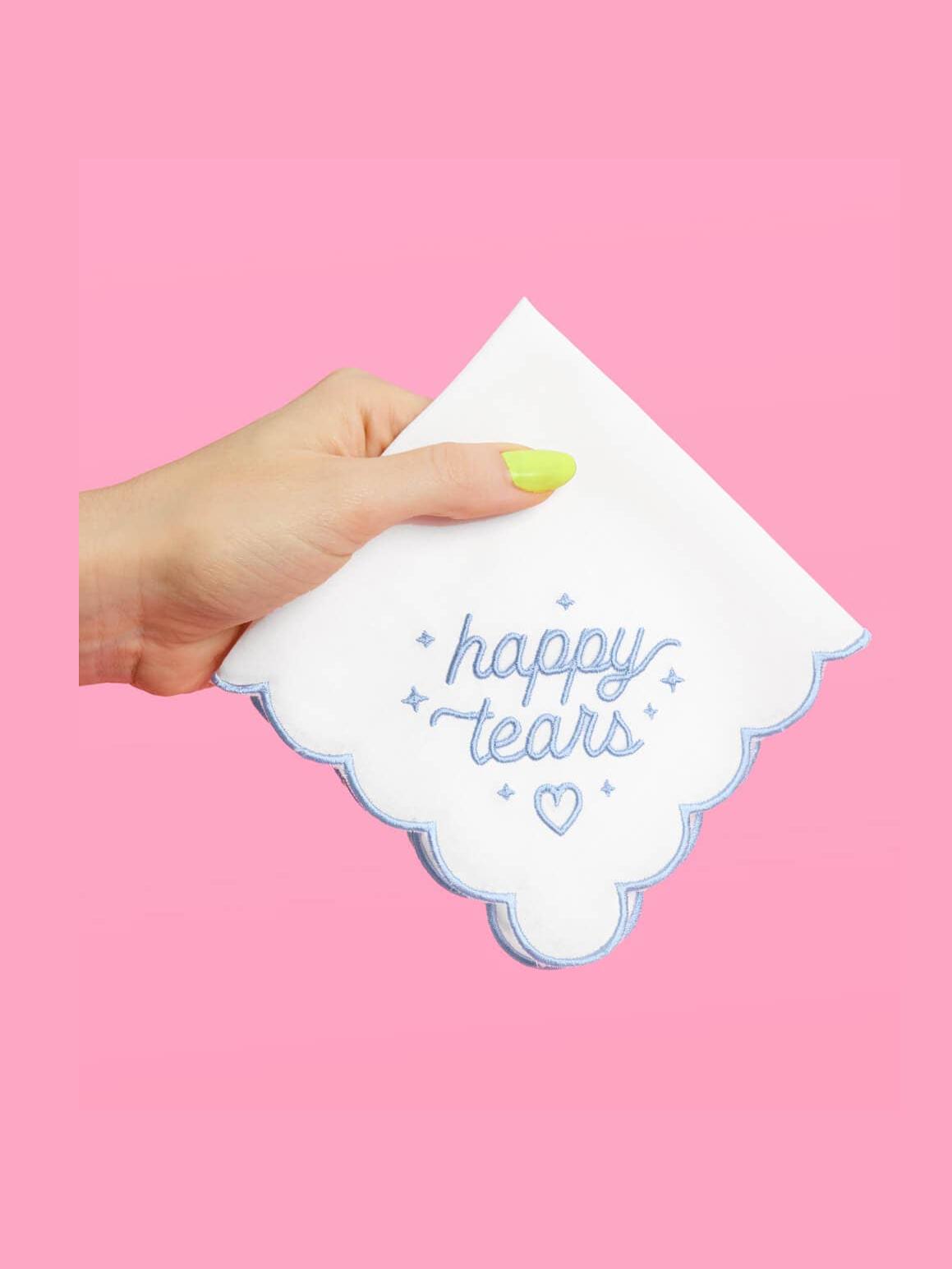 Embroidered Happy Tears Handkerchief