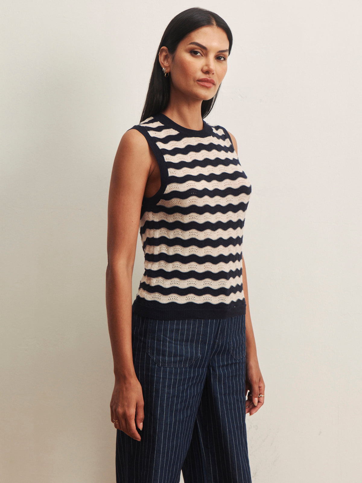 Everyday Chevron knit Shell Inkstorm Dark Opal Stripe