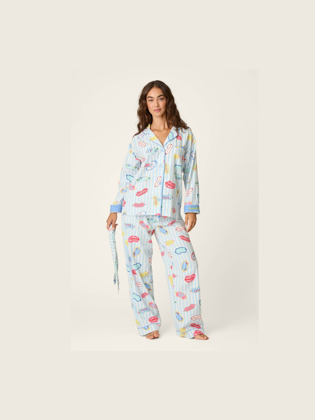 Out of Office Eyemask Print 3-Piece Flannel PJ Set
