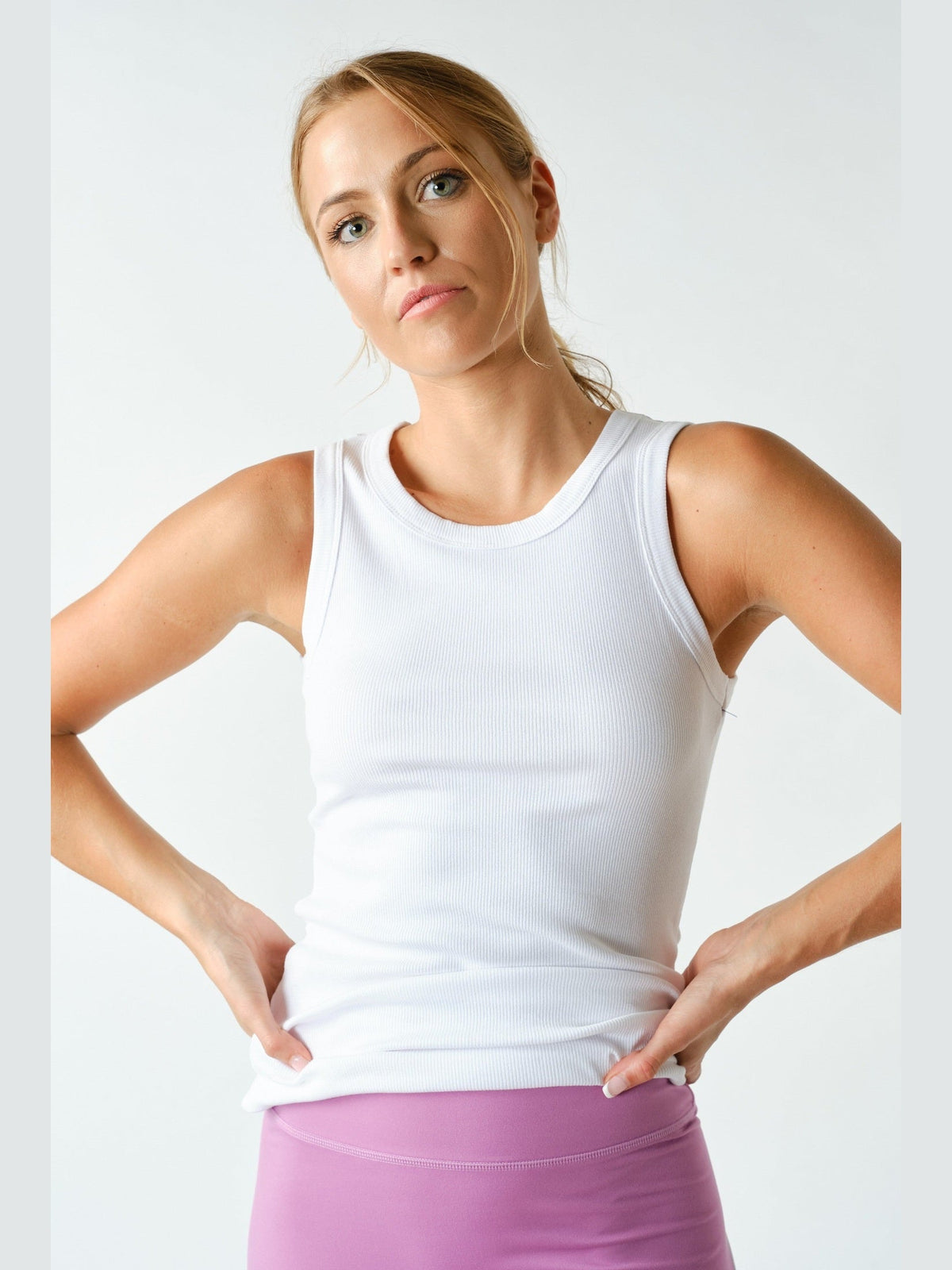 Micro Ribbed Tank Top - White
