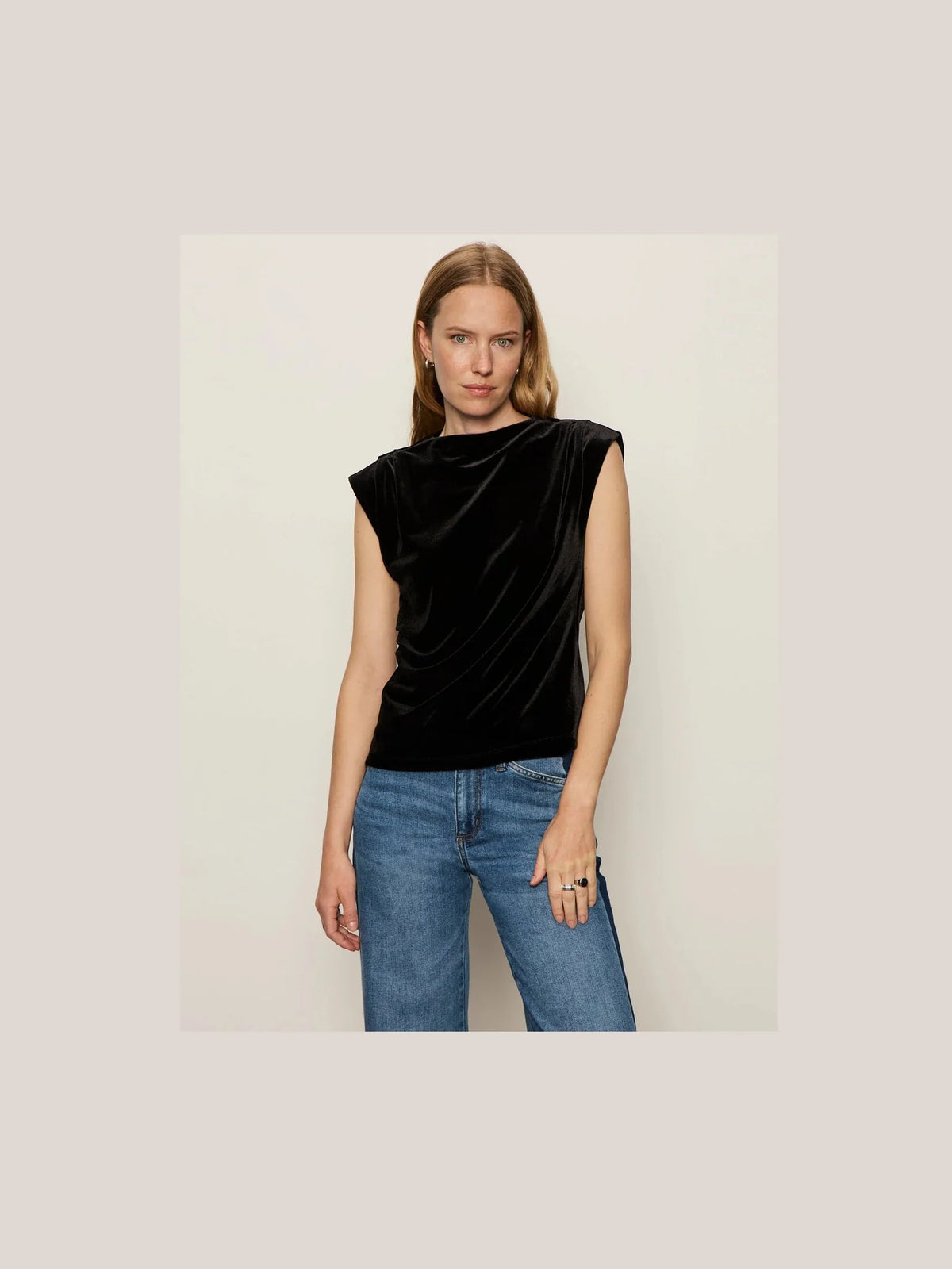 Pleated Sleeveless Top - Black