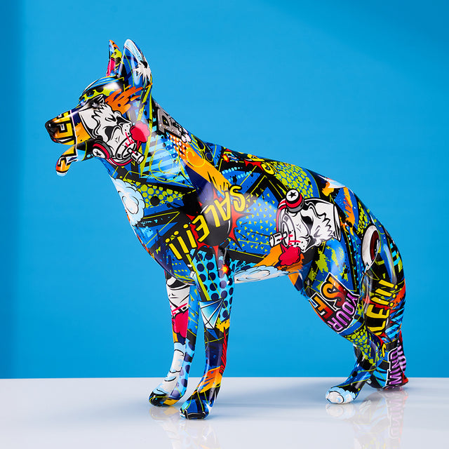 ArtZ® German Shepherd Graffiti Painted Statue