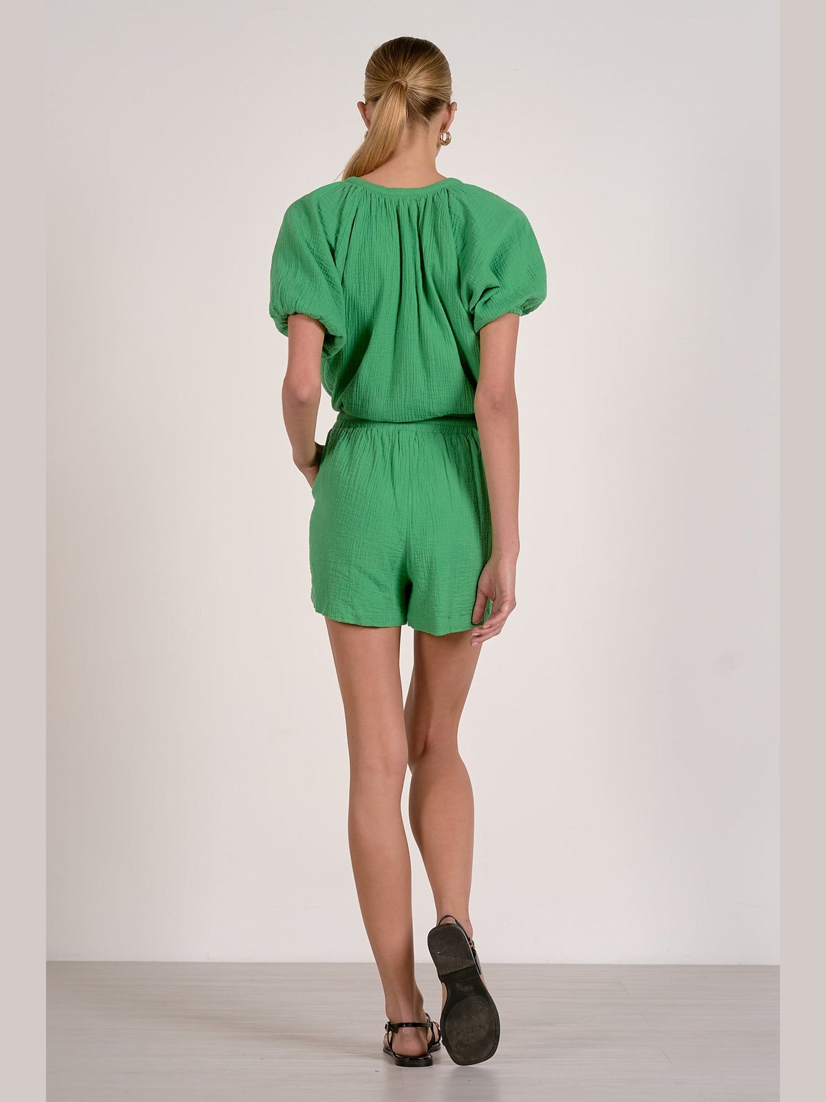 Linen Shorts - Kelly Green