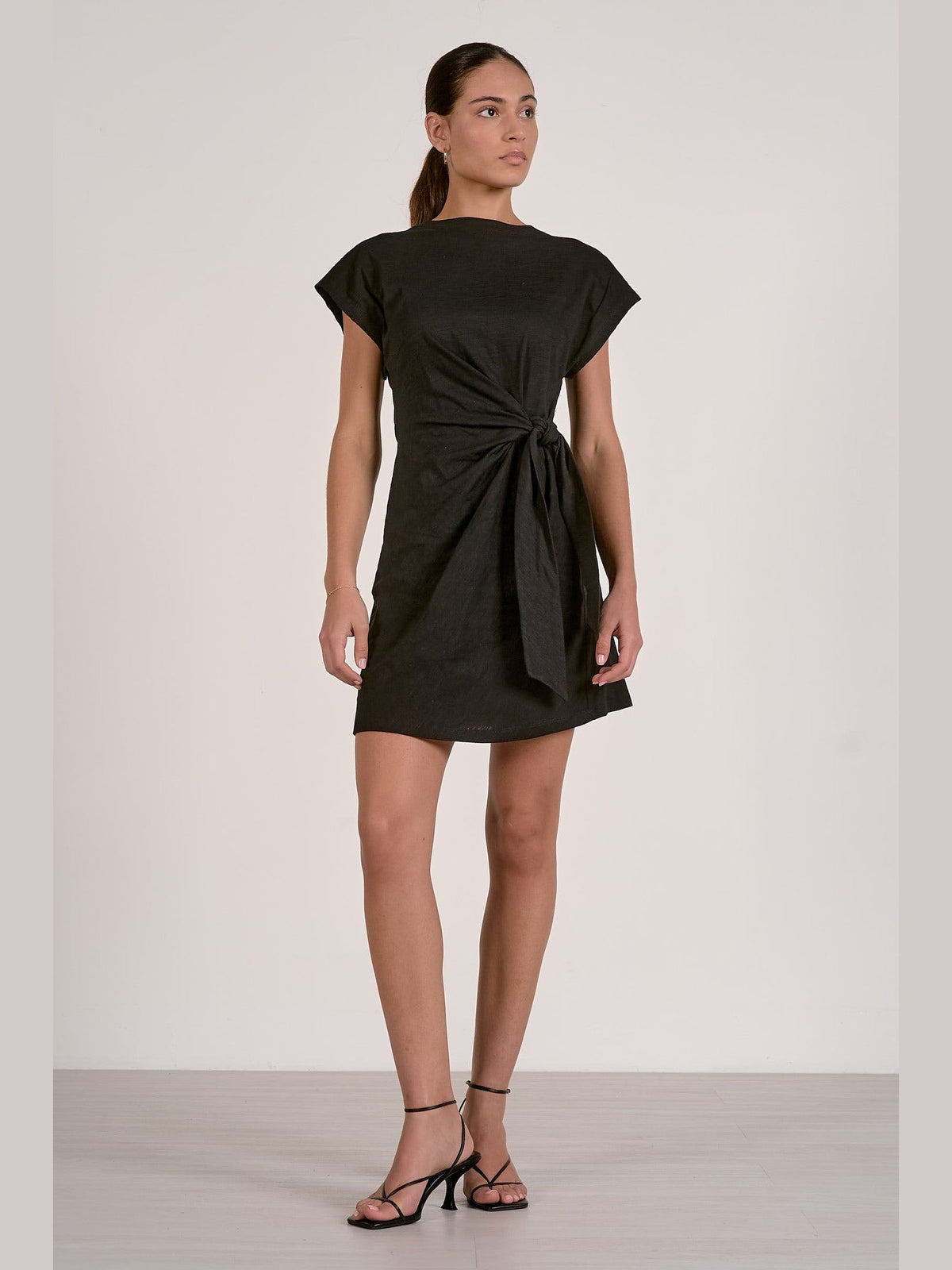 Front Tie Mini Dress - Black