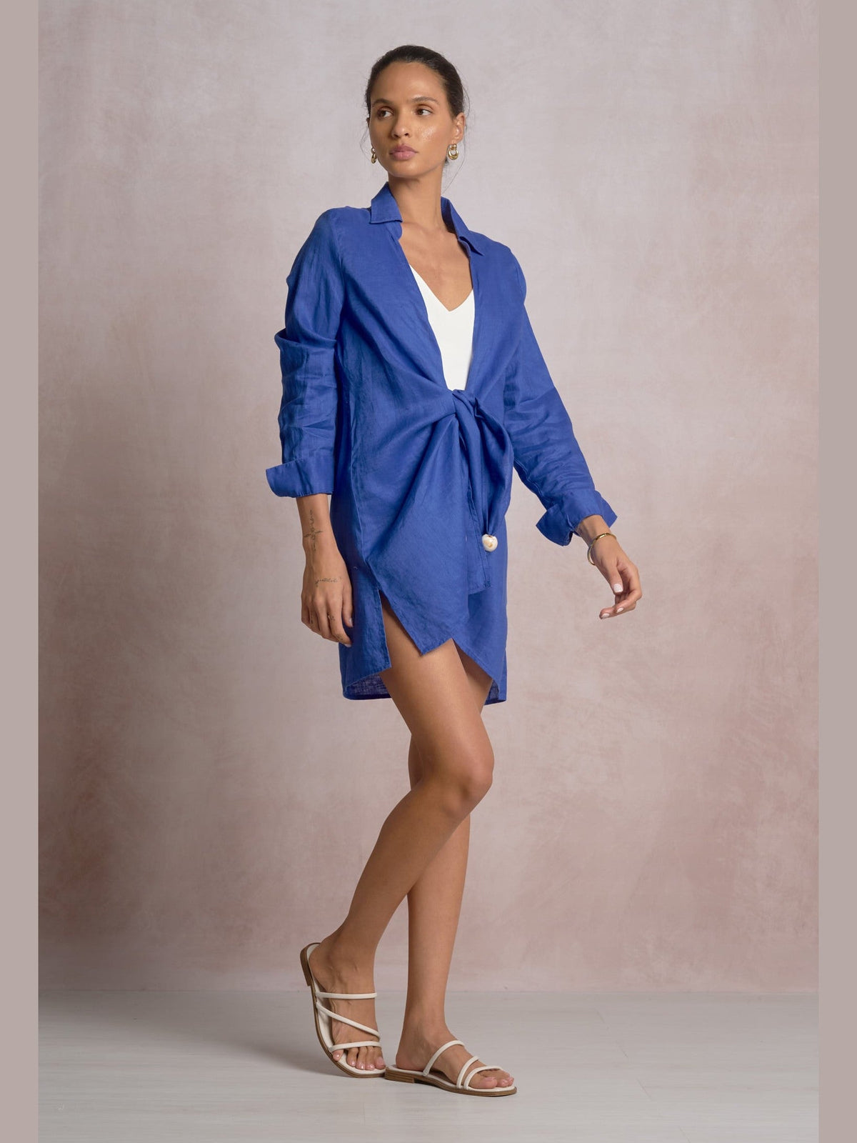 Button Down Cover Up - SAPPHIRE BLUE