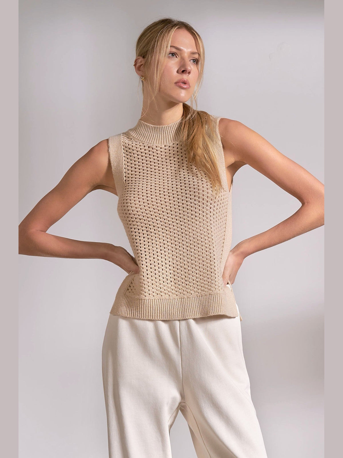 Sand Sleeveless Sweater