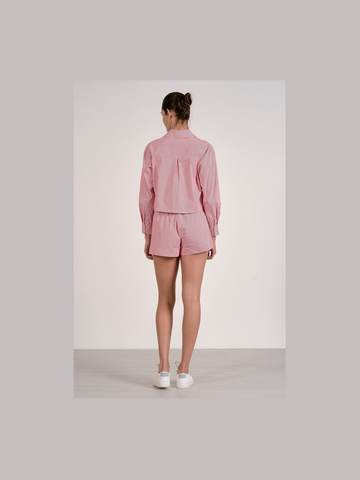Striped Linen Shorts - Red
