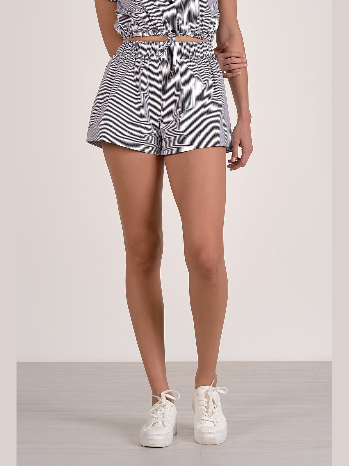 Striped Linen Shorts - Dark Navy