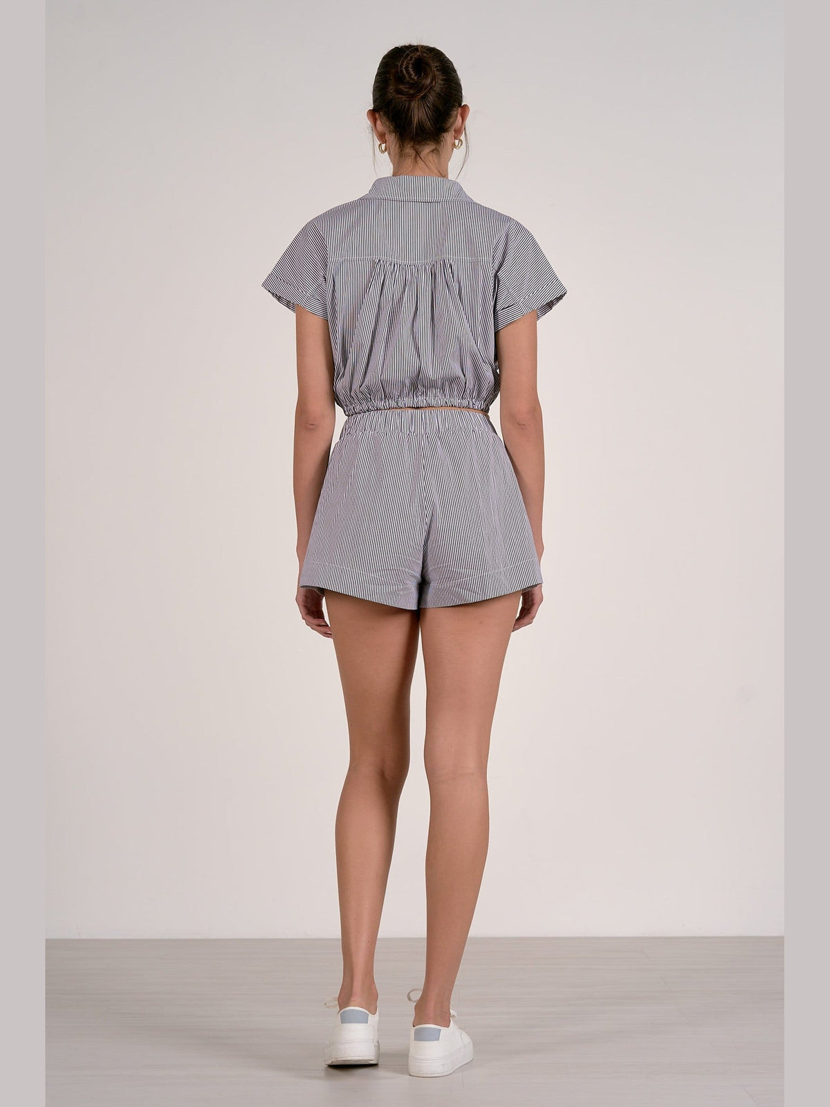Striped Linen Shorts - Dark Navy
