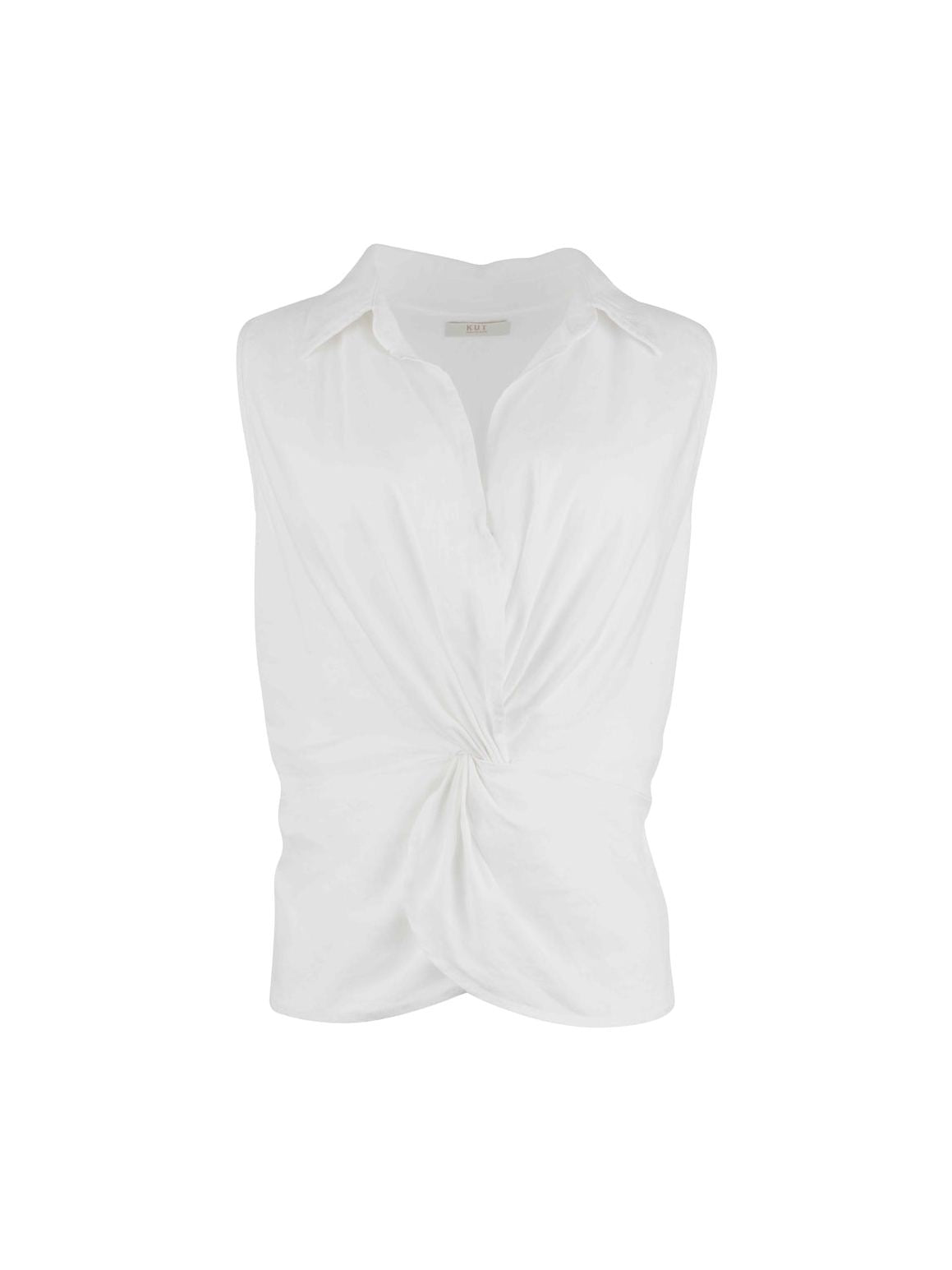 Sara Sleeveless Top w/ Twisted Bottom - White
