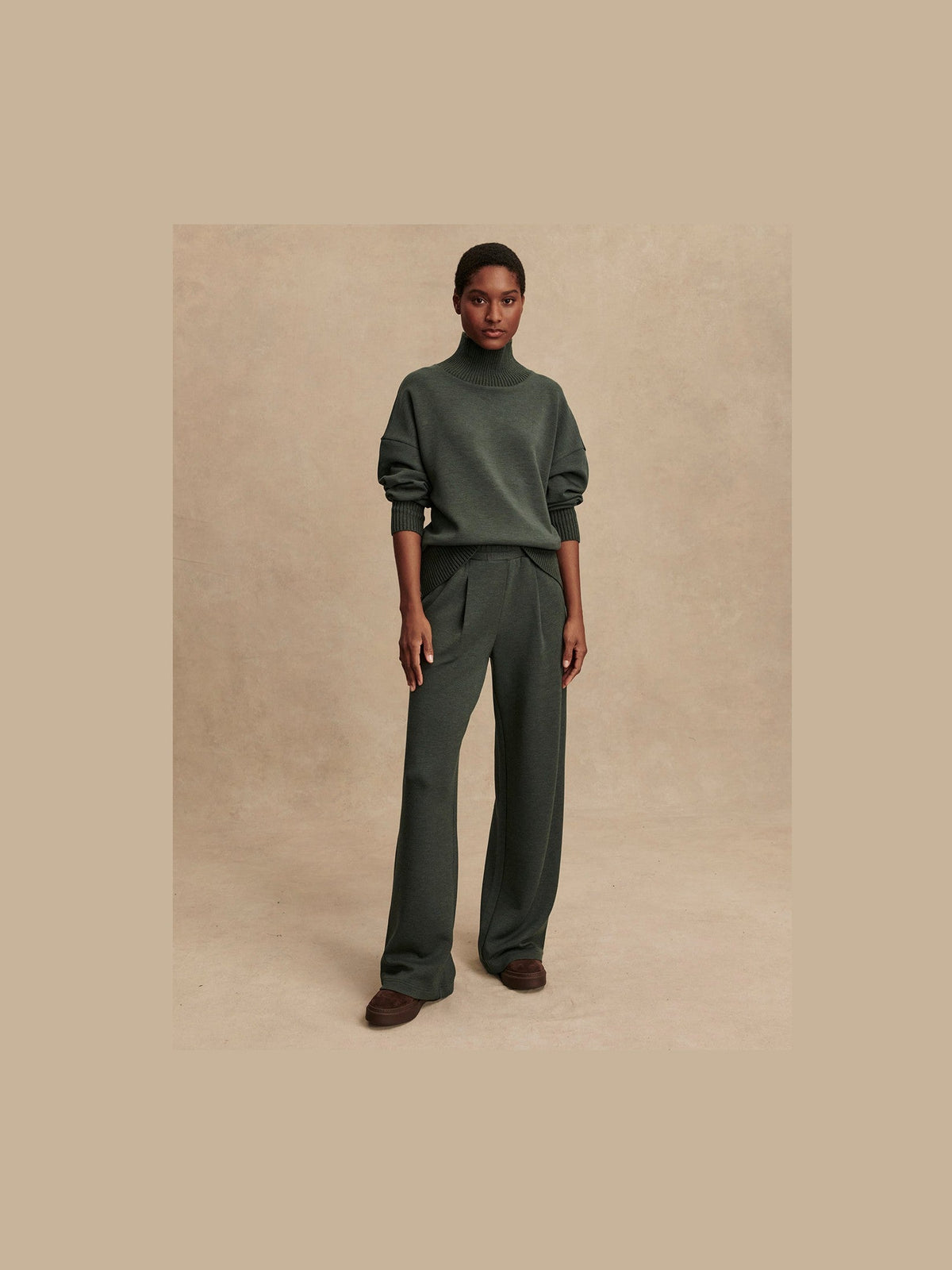 The Extra Wide Leg Pant 29.5 - Olive Marl