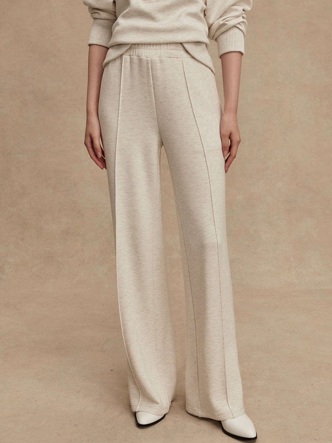 The Wide Leg Pant 30 - Ivory Marl