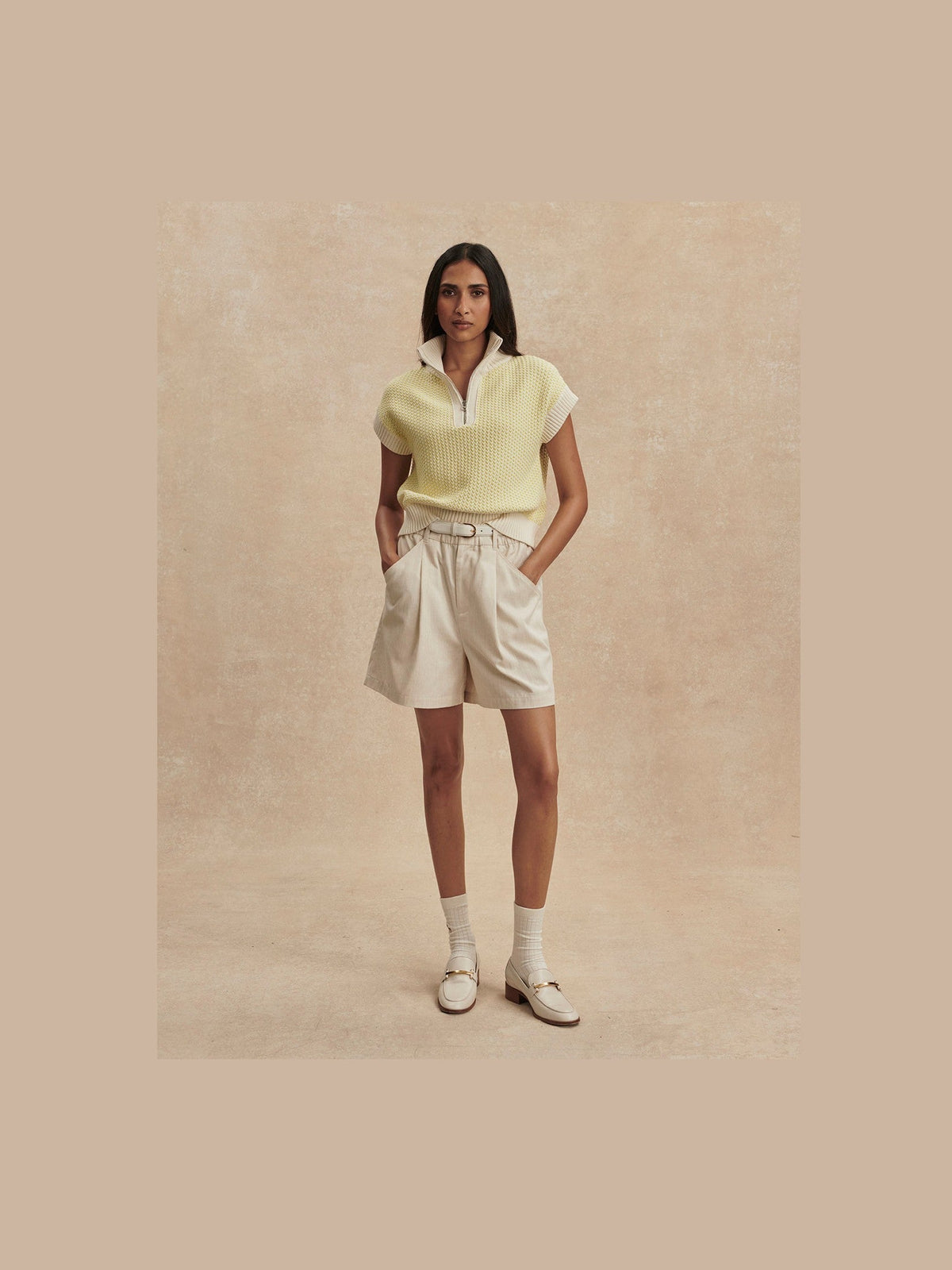 Fowley Knit Top - Snow White/ Limeade