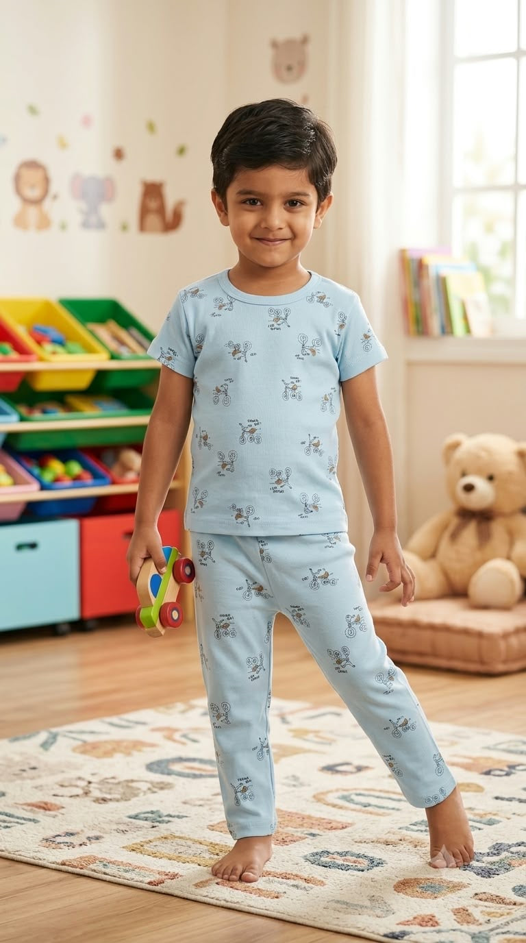 Cycling blue Top & bottom Set (2-5 year)