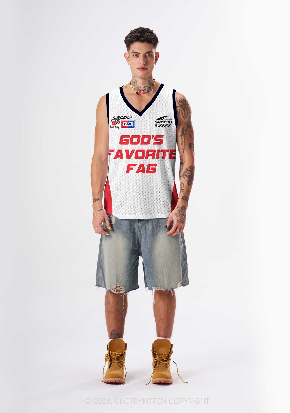 Red Gods Favorite Fag Pride Y2K Sport Jersey Tank Cherrykitten