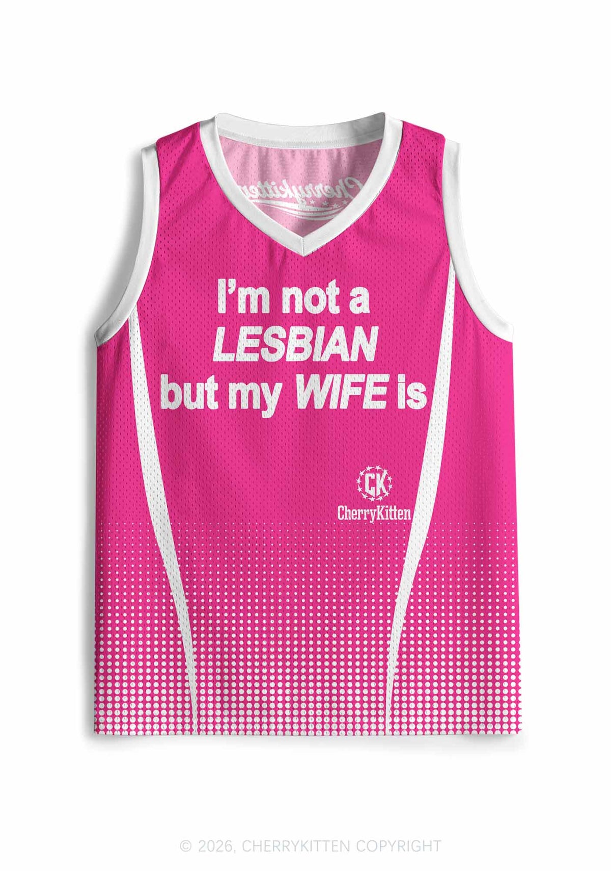 Im Not Lesbian But My Wife Is Pride Y2K Sport Jersey Tank Cherrykitten