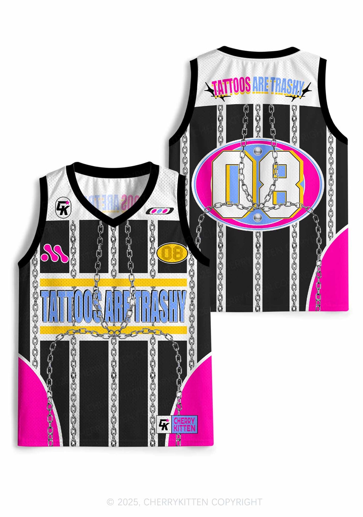 Custom Chain Tattoos Are Trashy Y2K Sport Jersey Tank Cherrykitten