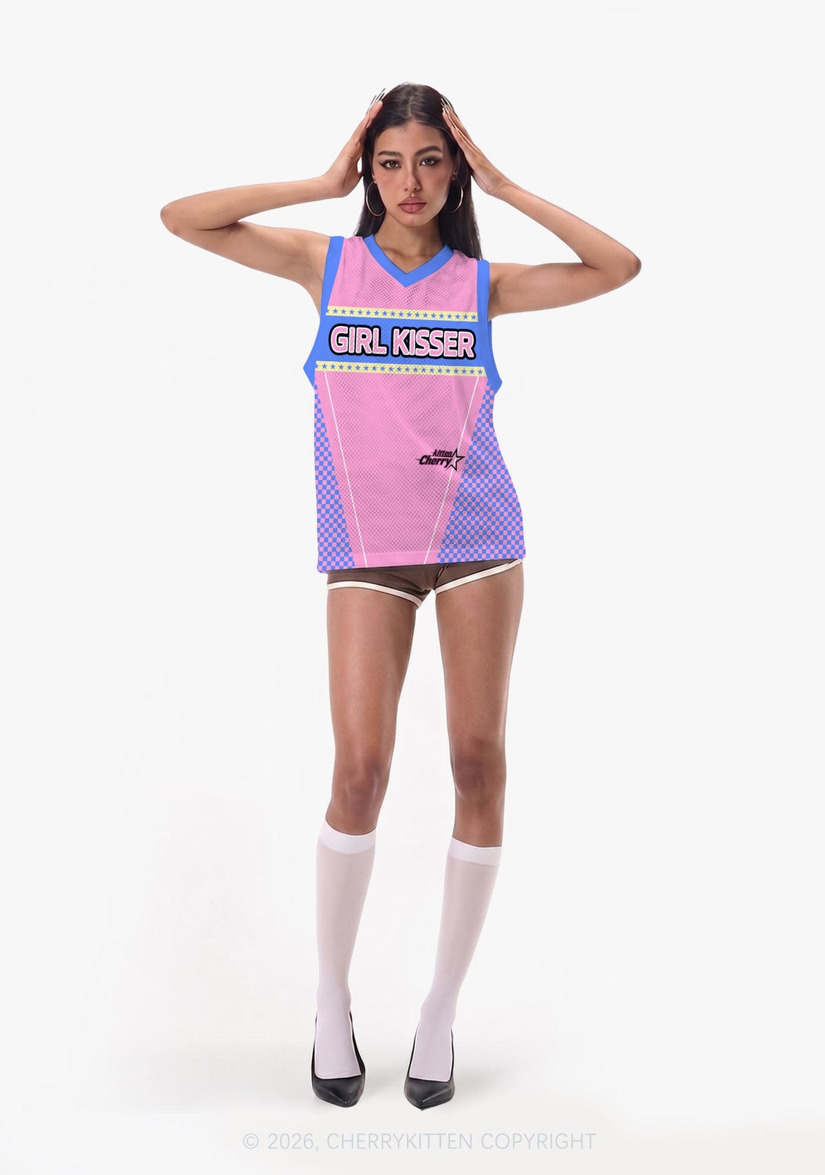 Pink Girl Kisser Pride Y2K Sport Jersey Tank Cherrykitten