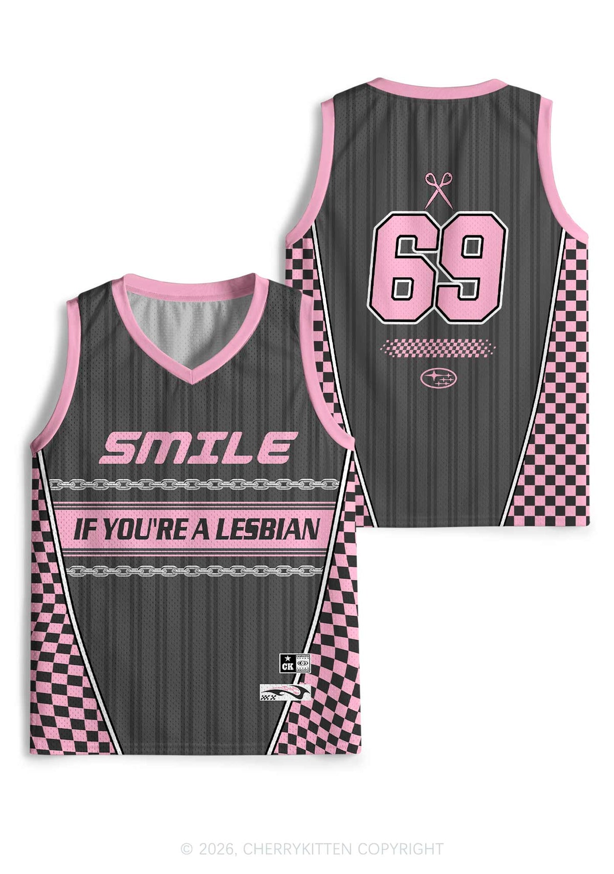 Grey Smile If You Are Lesbian Pride Y2K Sport Jersey Tank Cherrykitten