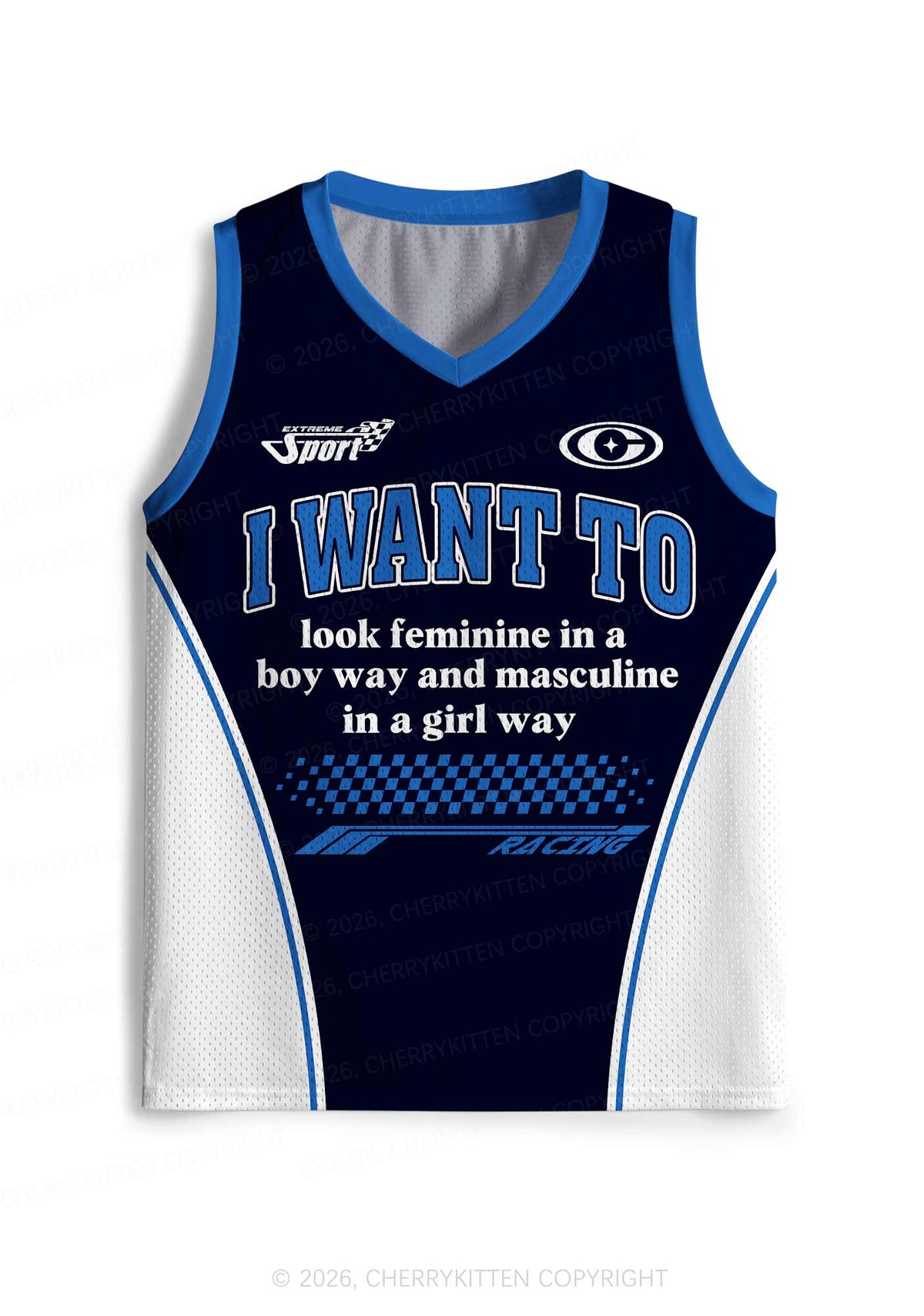 I Want To Feminine Masculine Pride Y2K Sport Jersey Tank Cherrykitten
