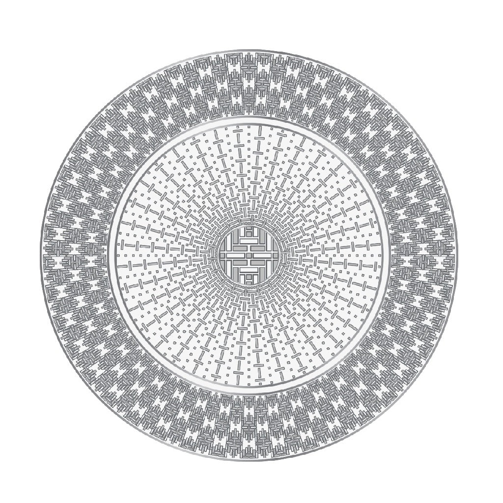 Geo Rose Grey & Platinum Coupe Plate 33 cm