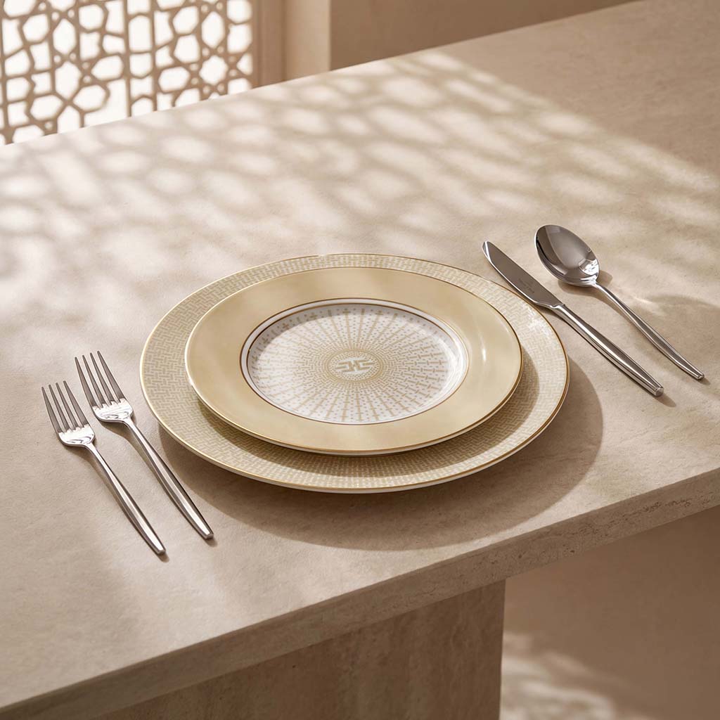 Geo Rose Beige & Gold Salad Plate 22 cm