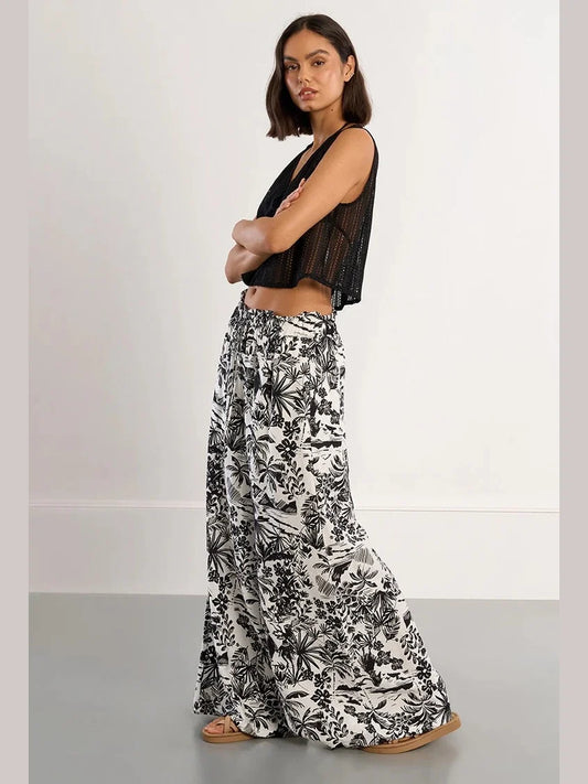 Woven Pants - Black Hawaii