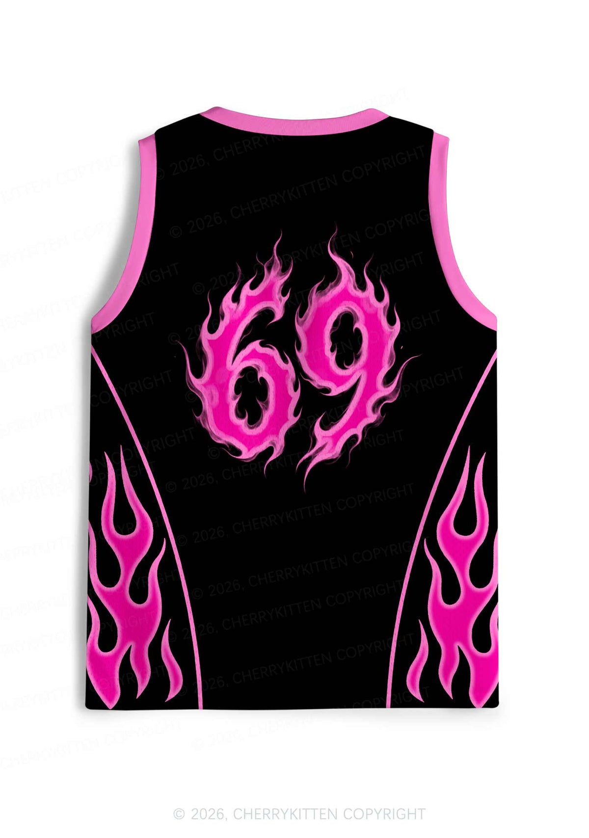 Hot Pink Flame Lesbian Pride Y2K Sport Jersey Tank Cherrykitten