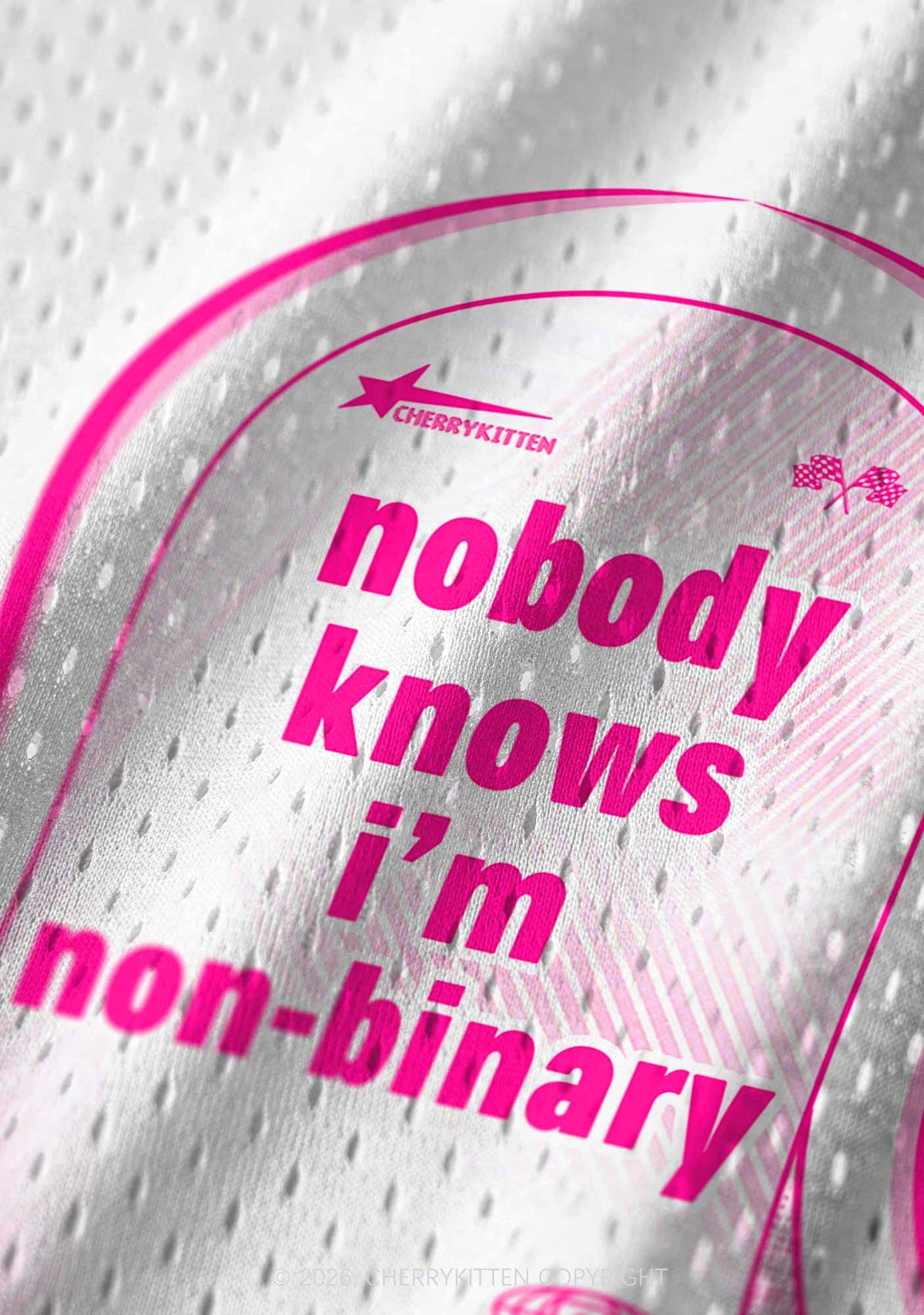 Nobody Knows Im Nonbinary Pride Y2K Sport Jersey Tank Cherrykitten