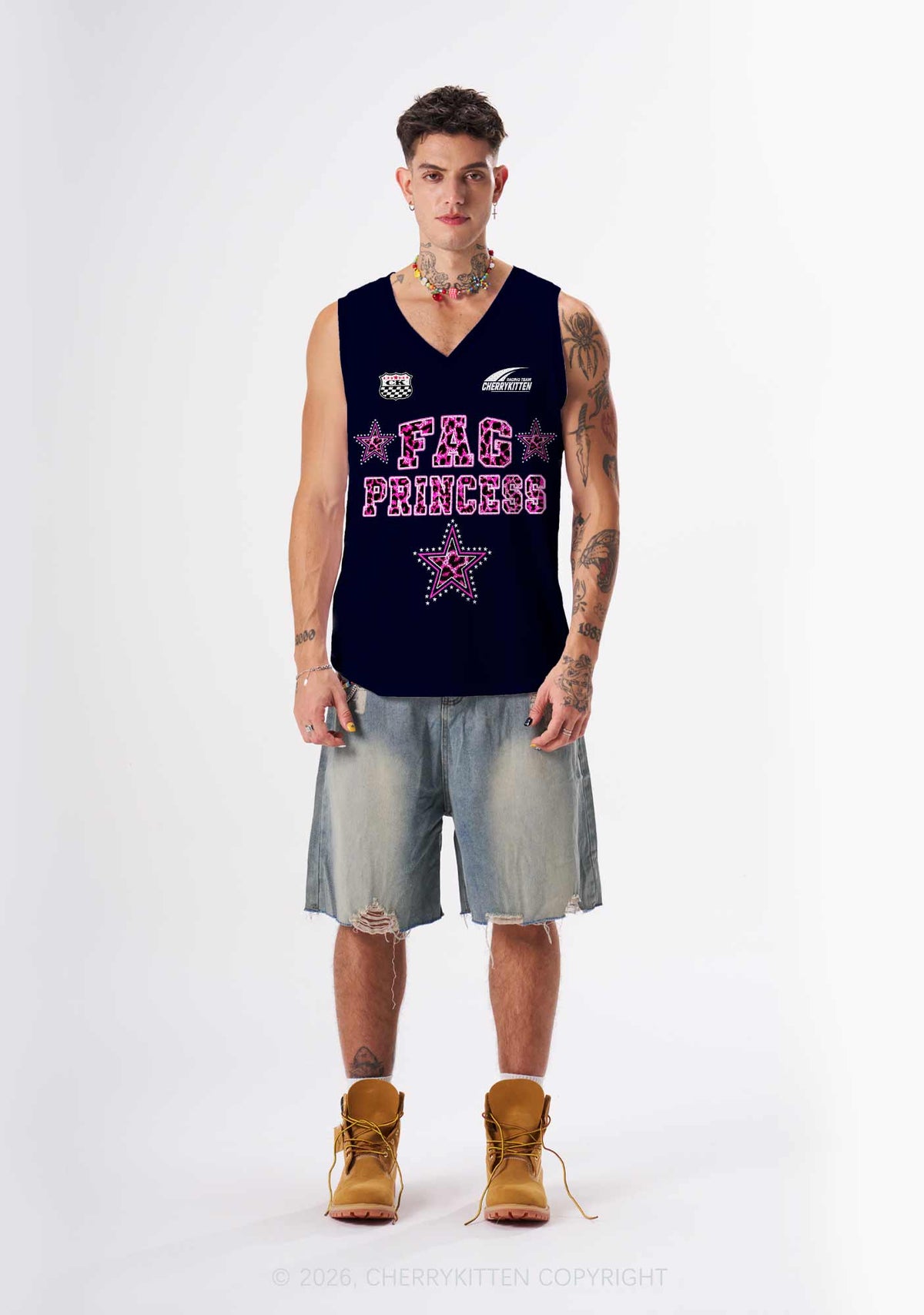 Pink Leopard Fag Princess Pride Y2K Sport Jersey Tank Cherrykitten
