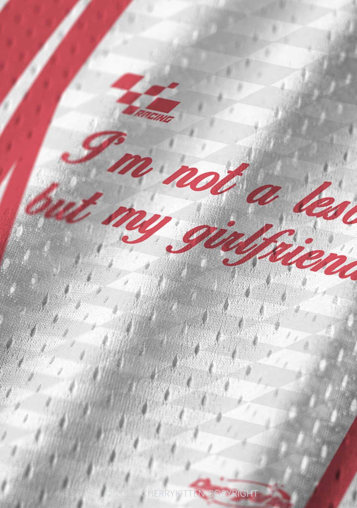 Im Not A Lesbian But My GF Is Pride Y2K Sport Jersey Tank Cherrykitten