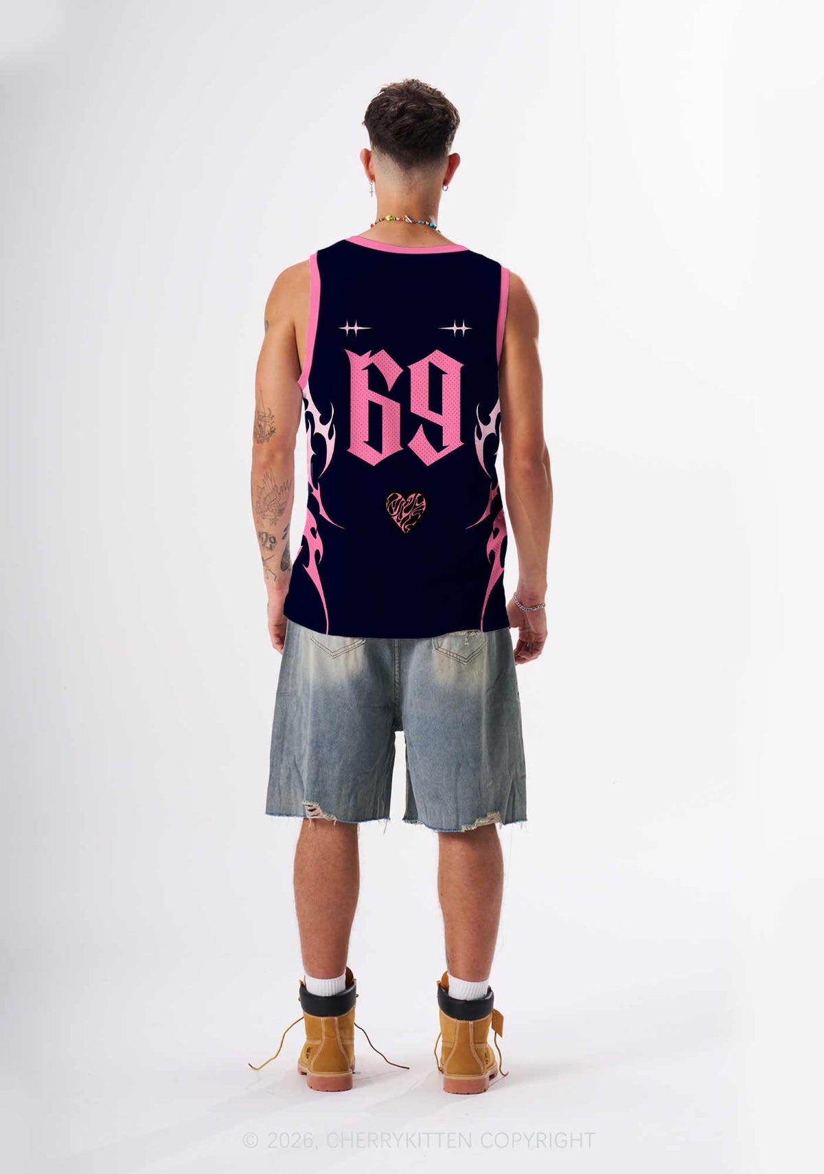 Pink Black Gay King Pride Y2K Sport Jersey Tank Cherrykitten