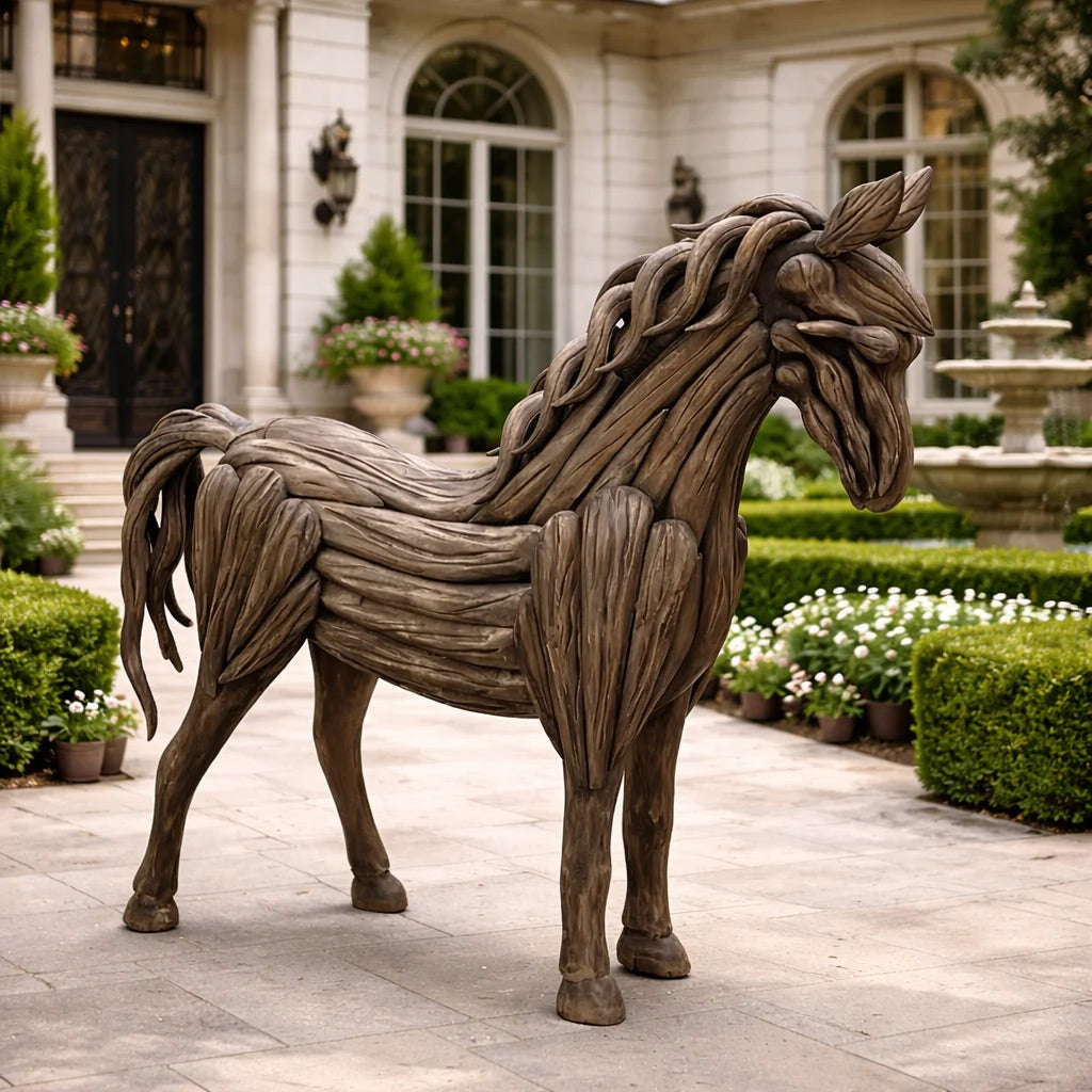 ArtZ® Solid Wood Handmade Artisan Stallion Sculpture