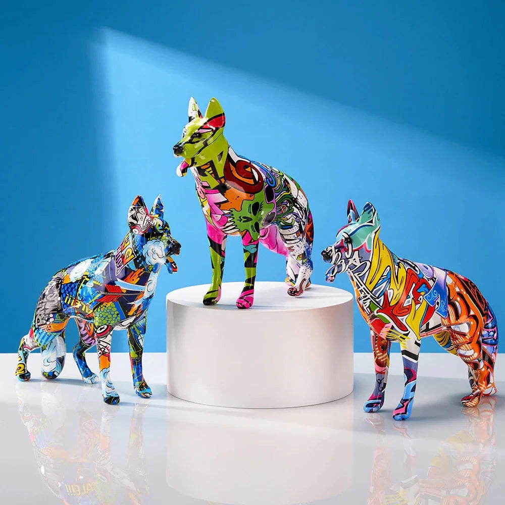 ArtZ® German Shepherd Graffiti Painted Statue