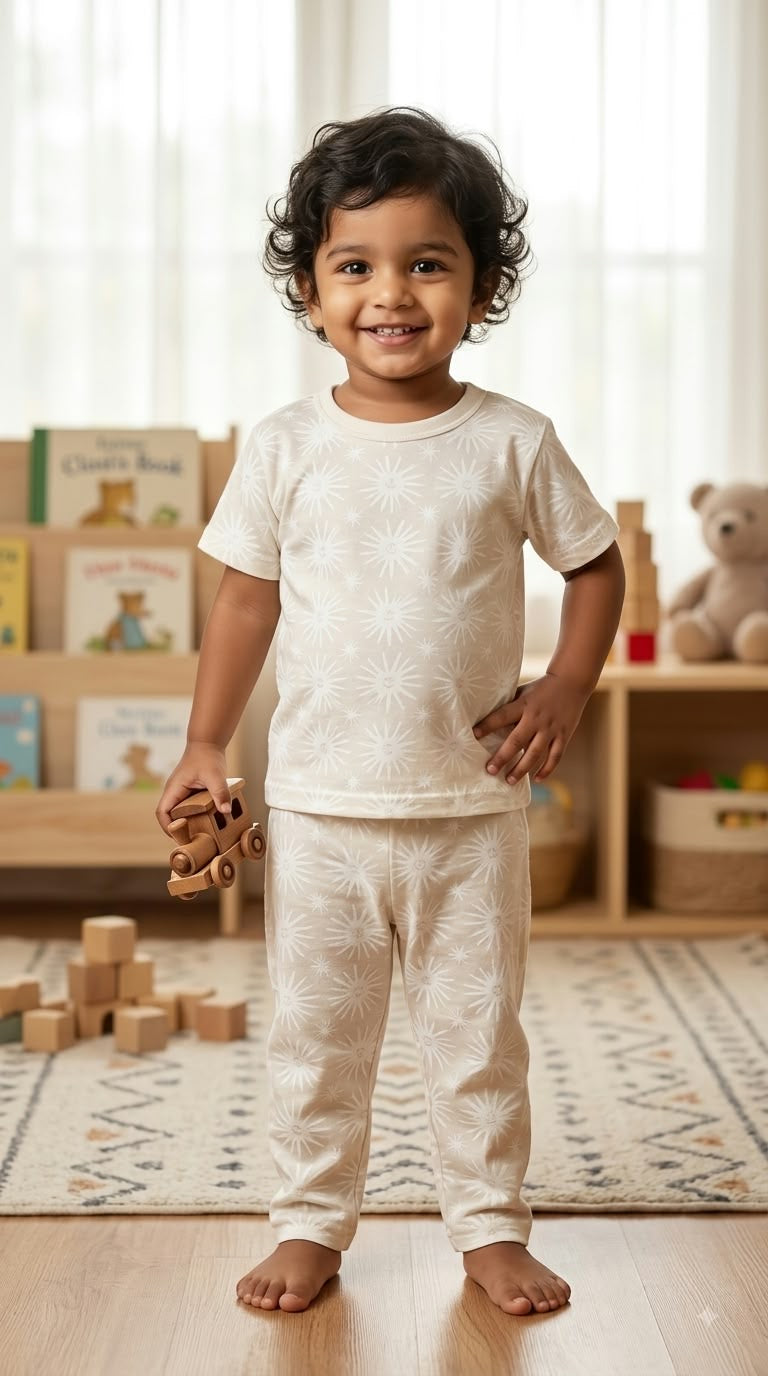 Off white   Top & bottom set (6 -12 months )