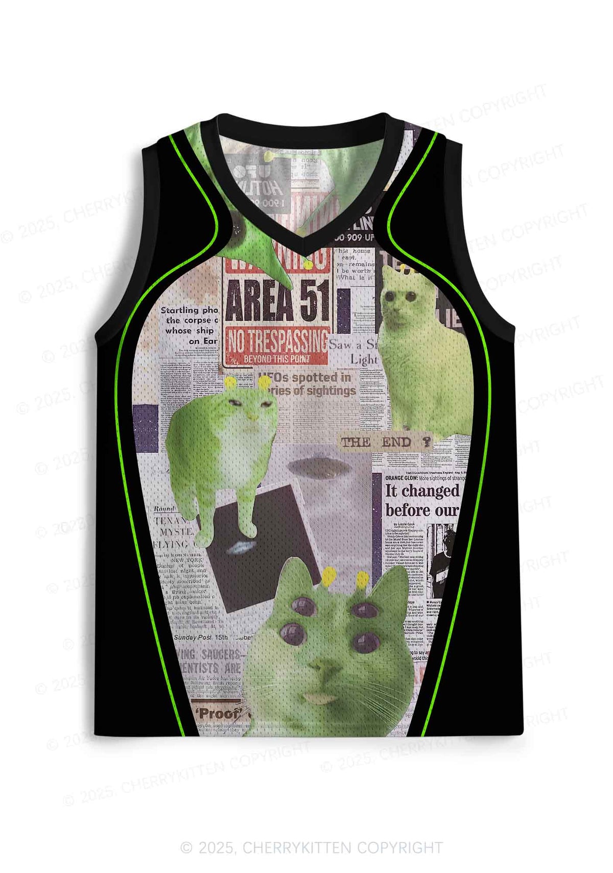 Custom Green Alien Kitten Y2K Sport Jersey Tank Cherrykitten