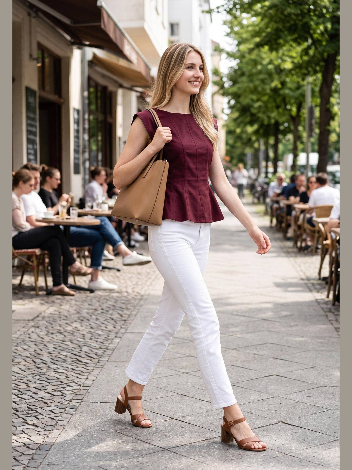 Stretch Cap Sleeve Peplum Top