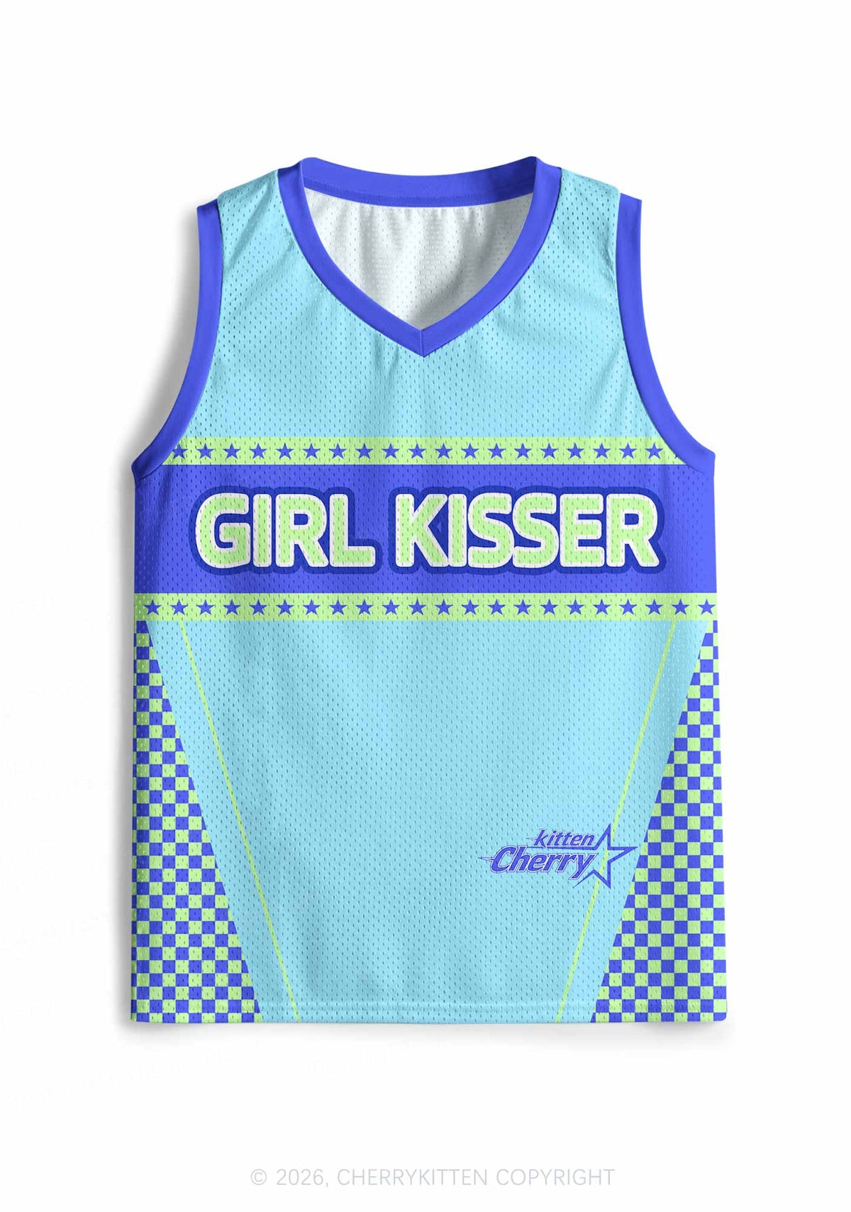 Blue Girl Kisser Pride Y2K Sport Jersey Tank Cherrykitten